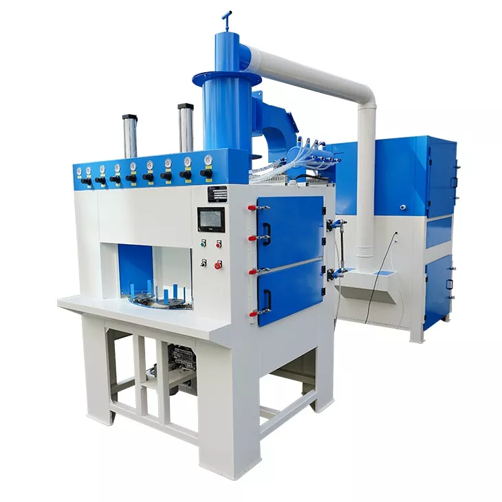 Máquina de Chorreado de Arena con Mesa Giratoria Automatizada | FlexElectrostatic México